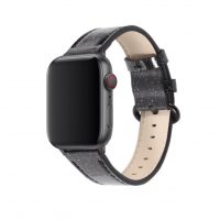 eses Csillogó bőr szíj Apple Watchhoz - Fekete 38mm, 40mm, 41mm