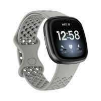 eses Perforált szilikon szalag Fitbit Versa 3 és 4, Sense 1 és 2 - L méret, szürke