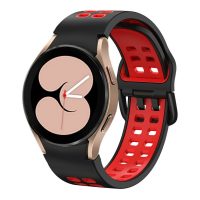 eses Szilikon szíj Samsung Galaxy Watch 4, 5, 6, 7 órához - Fekete és piros, 20 mm