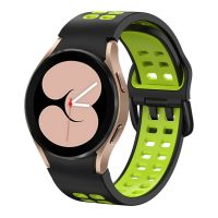 eses Szilikon szíj Samsung Galaxy Watch 4, 5, 6, 7 órához - Fekete és zöld, 20 mm