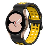 eses Szilikon szíj Samsung Galaxy Watch 4, 5, 6, 7 órához - Fekete és sárga, 20 mm