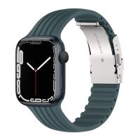 eses Szilikon szíj Apple Watchhoz fém csattal - Zöld 42mm, 44mm, 45mm, 49mm