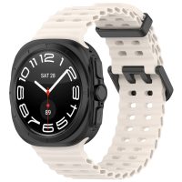 eses Perforált szilikon szíj Samsung Galaxy Watch Ultra 47mm-hez - Bézs