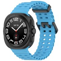 eses Perforált szilikon szíj Samsung Galaxy Watch Ultra 47mm-hez - Világoskék