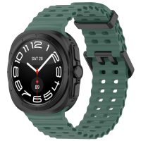 eses Perforált szilikon szíj Samsung Galaxy Watch Ultra 47mm-hez - Zöld