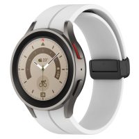 eses Szilikon szíj mágneses csattal Samsung Galaxy Watch 4, 5, 6, 7-höz - Fehér