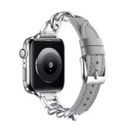 eses bőr szíj lánccal Apple Watchhoz - szürke 38mm, 40mm, 41mm