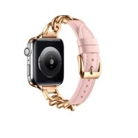 eses bőr szíj lánccal Apple Watchhoz - Világos rózsaszín, 38mm, 40mm, 41mm