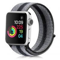 eses Nylon szíj Apple Watchhoz - Fekete szürke csík 38mm, 40mm, 41mm