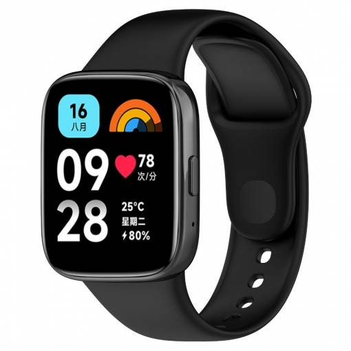 Foto - eses Szilikon szíj a Xiaomi Redmi Watch 3 Active-hoz - Fekete