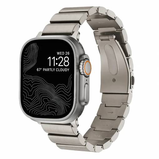 Foto - Titán csatlakozószíj Apple Watchhoz - Ezüst matt 42mm, 44mm, 45mm, 49mm