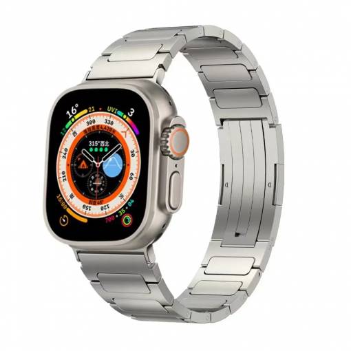 Foto - Titán szegmentális Apple Watchhoz - Ezüst matt 42mm, 44mm, 45mm, 49mm