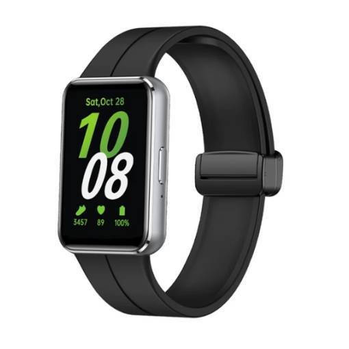 Foto - eses Szilikon szíj mágneses csattal Samsung Galaxy Fit 3-höz - Fekete