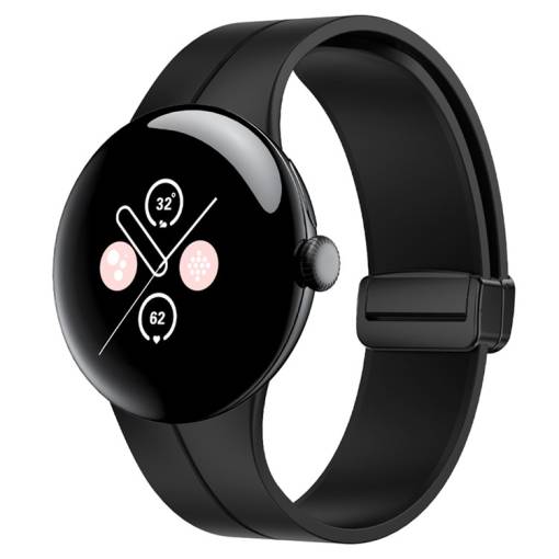 Foto - eses Szilikon szíj mágneses zárral a Google Pixel Watch 1, 2 órához - Fekete