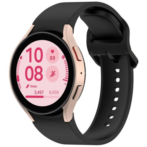 Foto - eses Szilikon szíj Samsung Galaxy Watch 4, 5, 6, 7, FE hoz - Fekete, OneClick