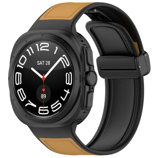 Foto - eses Kombinált szíj mágneses csattal Samsung Galaxy Watch Ultra 47mm-hez - Sárga barna