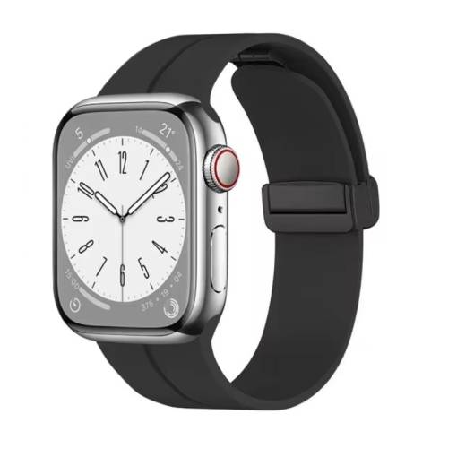 Foto - eses szilikon szíj Apple Watchhoz - Mágneses fekete L - 38mm, 40mm, 41mm