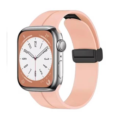 Foto - eses szilikon szíj Apple Watchhoz - Mágneses rózsaszín L - 38mm, 40mm, 41mm