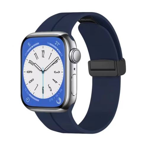 Foto - eses szilikon szíj Apple Watchhoz - Mágneses sötétkék L - 38mm, 40mm, 41mm