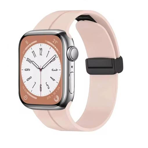 Foto - eses szilikon szíj Apple Watchhoz - Mágneses világos rózsaszín L - 38mm, 40mm, 41mm