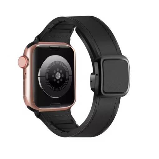 Foto - eses sport bőrszíj Apple Watchhoz - fekete 42mm, 44mm, 45mm, 49mm